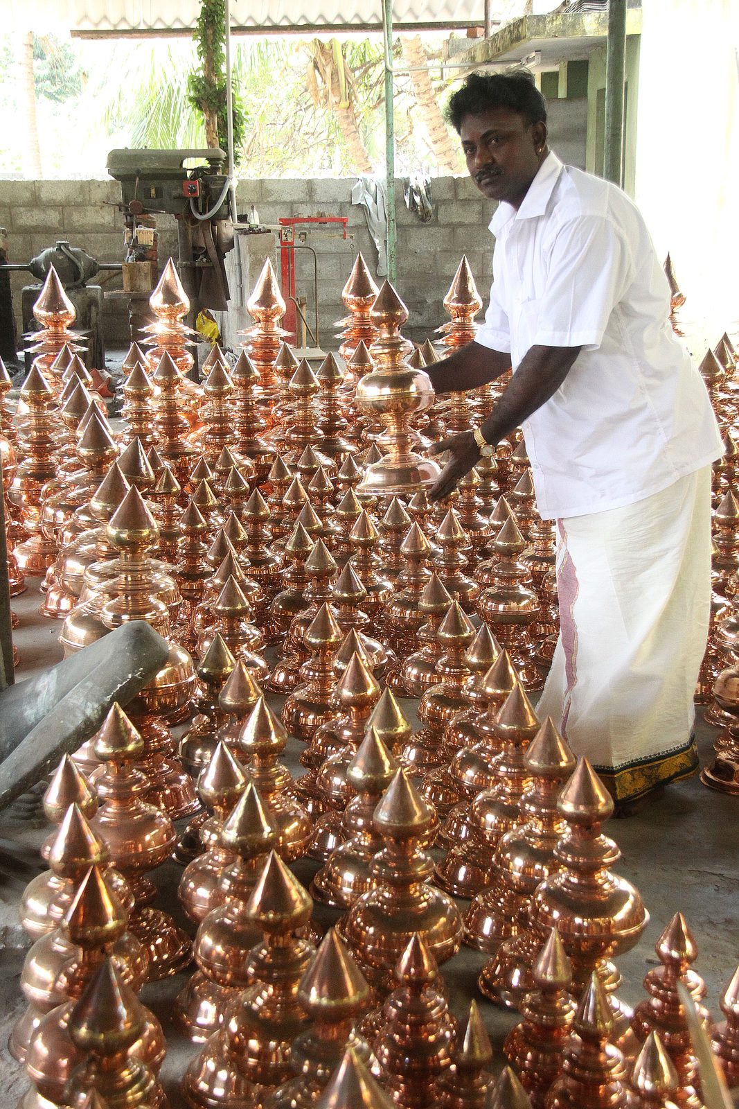 Temple Kalasams — Copper and gold Kalasams crowned on temple towers (2)