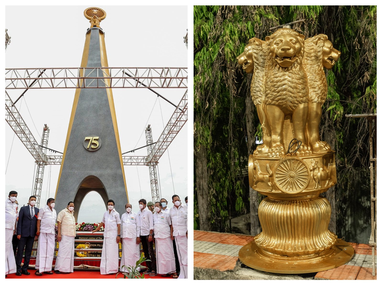 National Emblem — 13.5 ft bronze National Emblem and Ashoka Chakra, Napier Bridge, Chennai (3)