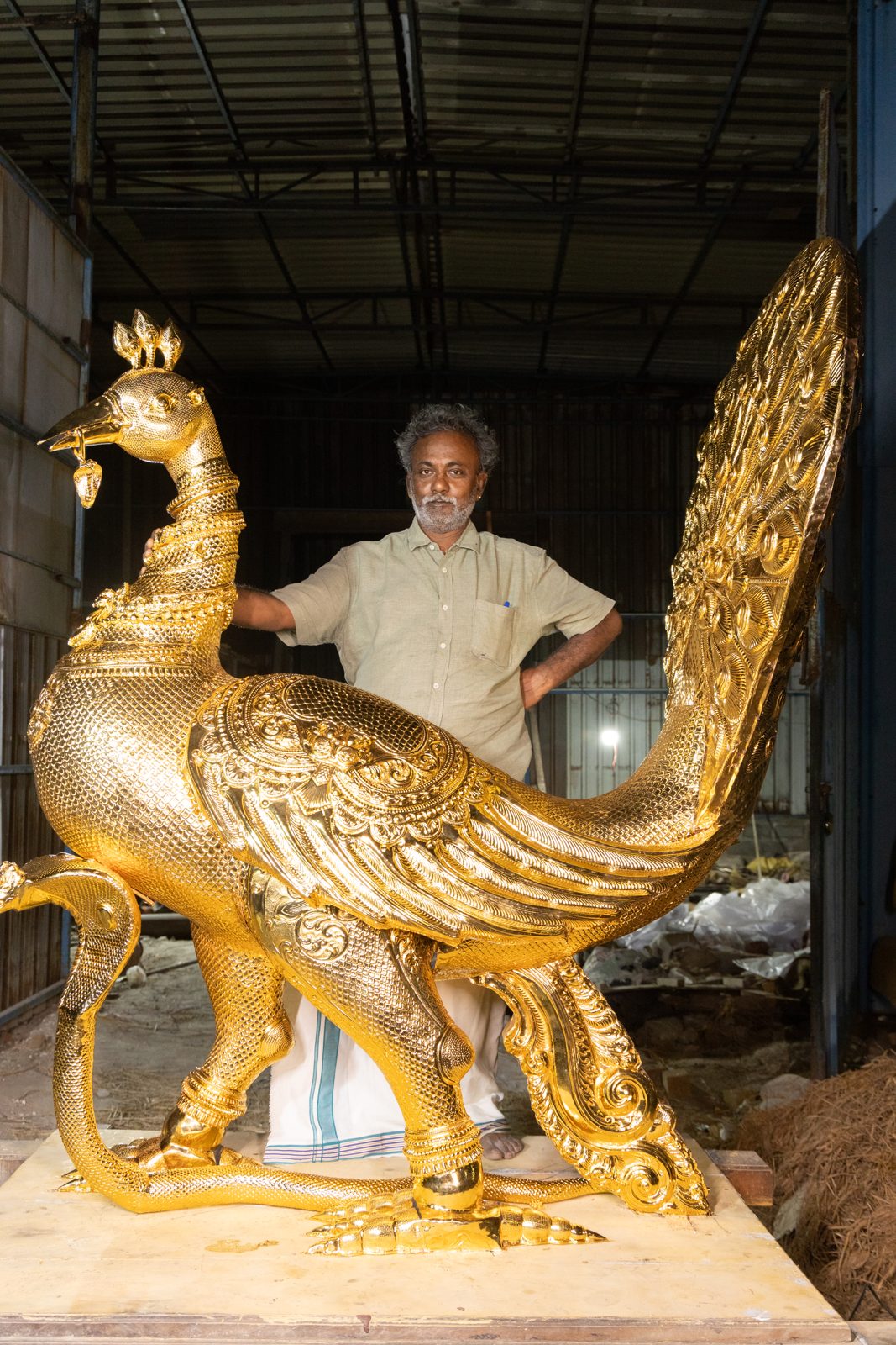 Peacock — Ornamental peacock forms in bronze and repoussé (5)
